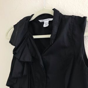 Diane Von Furstenberg Black Sleeveless Blouse